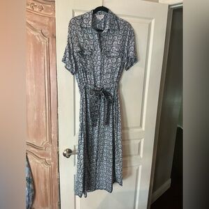 Omika Button-Front Printed Shirt Dress with Tie Waist